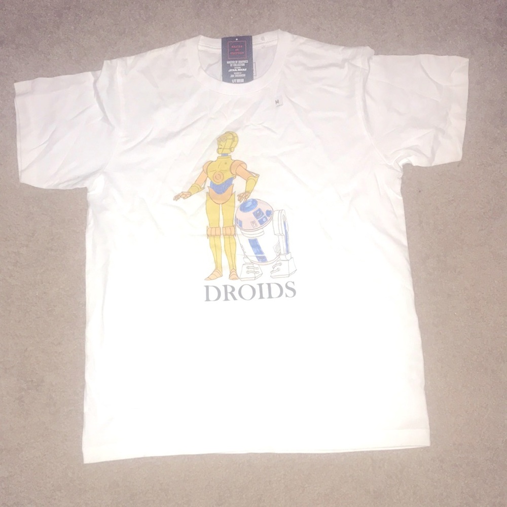 NWT Star Wars C3PO & R2D2 White Tee Shirt S/S